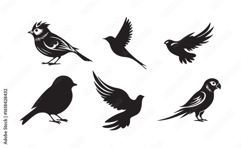Obraz premium bird silhouette icon, Vector elements for designfly sign collection, nature symbol, flat style on a white background. Vector illustration eps 10.