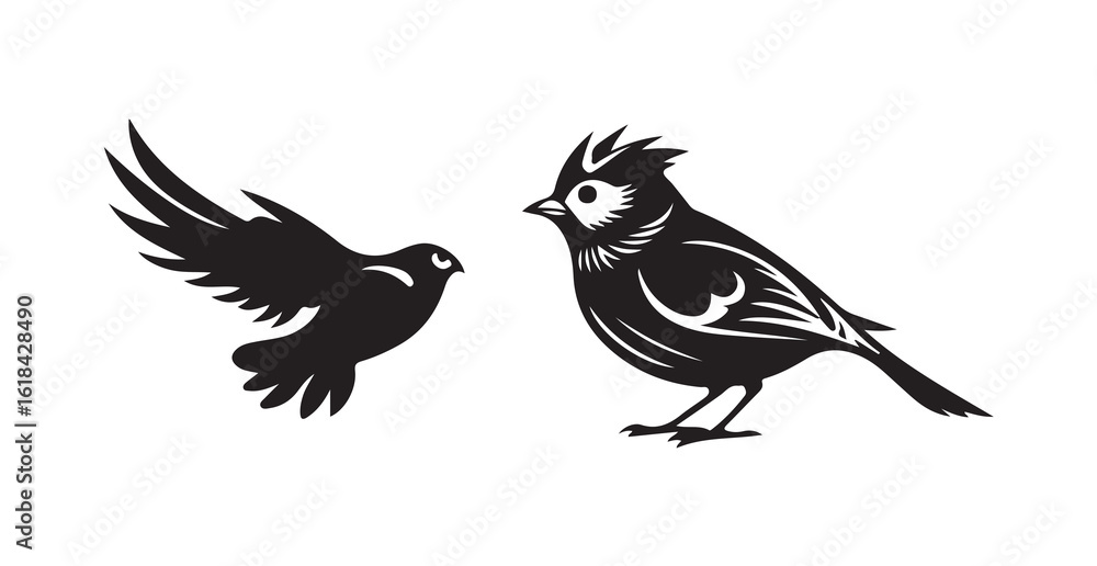 Obraz premium bird silhouette icon, isolated on white background. Vector illustration eps 10.