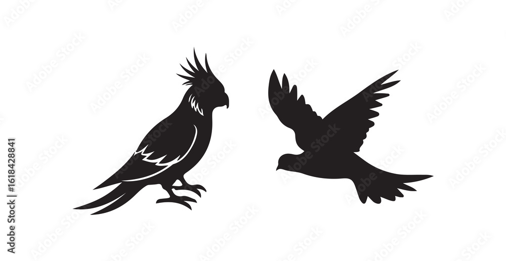Simple black Birds icon, birds icon silhouette vector illustration eps 10. Simple black Birds icon, birds icon silhouette vector illustration eps 10.