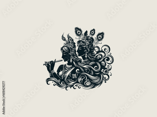 Divine Lord Shiva playing flute vector logo for spiritual yoga studios or meditation centers