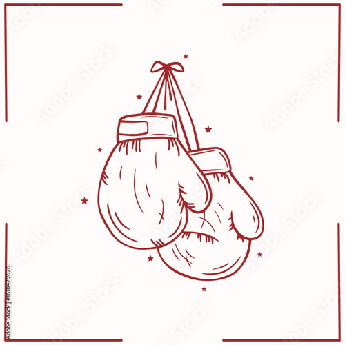 Minimalist vector art boxing gloves, line art