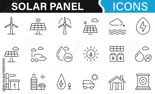 Solar energy and environmental icons for eco-friendly solutions