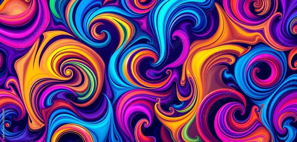 Vibrant, swirling abstract shapes in a seamless colorful vector pattern, art, psychedelic Vibrant, swirling abstract shapes in a seamless colorful vector pattern, art, psychedelic