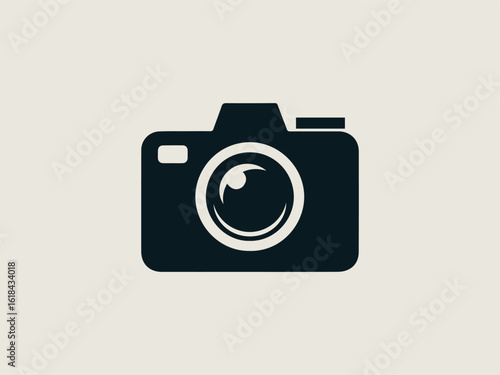 Vintage film camera vector logo for photography studios or retro camera shops