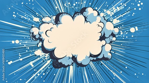 Dynamic Explosion Effect With Vibrant Blue Background and Ample Space for Text