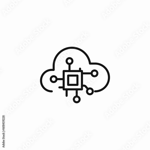cloud processor chip icon sign vector