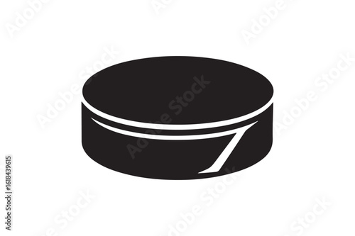 Classic Ice Hockey Puck Silhouette Icon for Sports and Winter Games