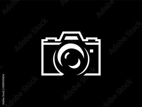 Vintage film camera vector logo for photography studios or retro camera shops