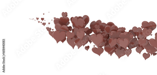 Falling love heart confetti 3d illustration