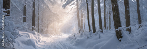 Panorama - Morning in a winter forest