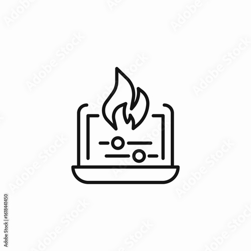 laptop fire settings icon sign vector
