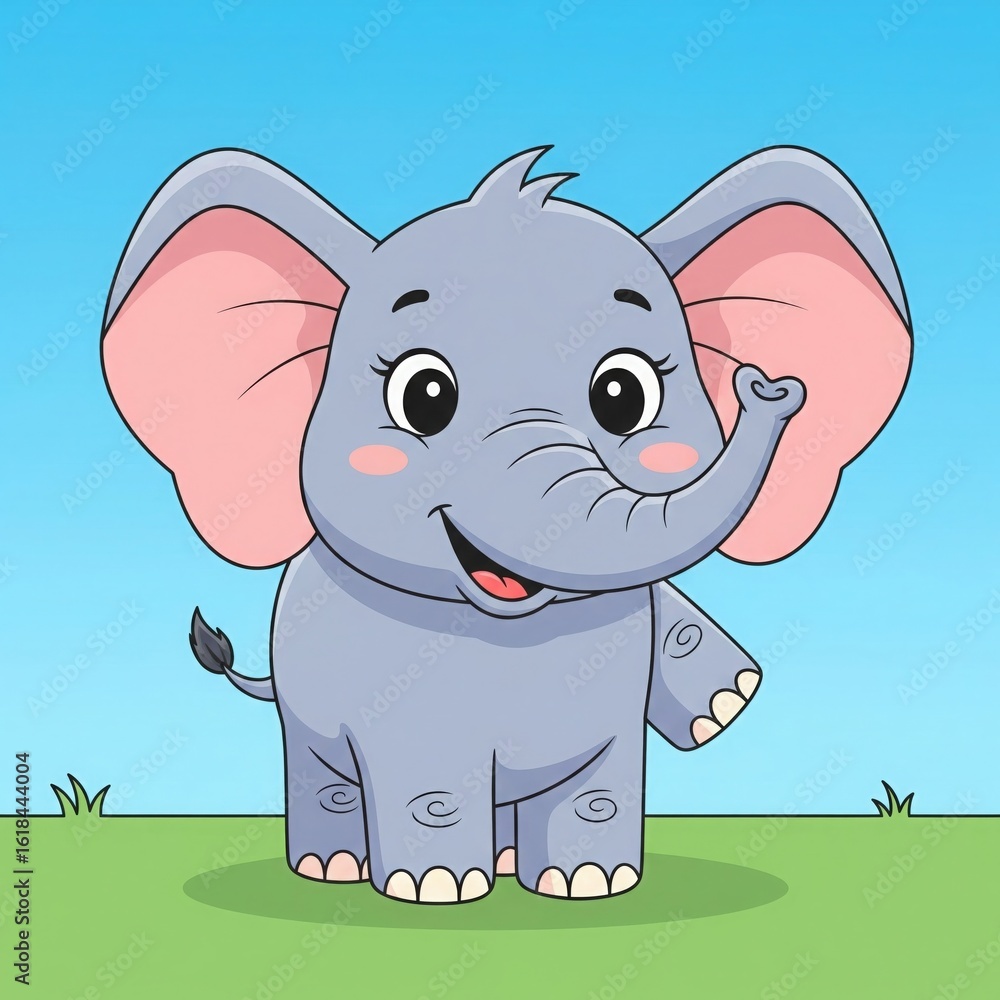 Fototapeta premium Cartoon Elephant Wallpaper – Fun Elephant Character HD Background