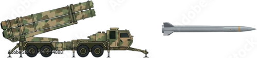 Realistic Desert Camouflage of the MIM-104 Patriot Missile System | Military Launcher Illustration in Full Color

