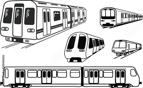 Metro Subway Train Silhouette Clip art, Urban Transport Vector Illustration.