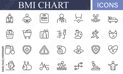Graphic design for BMI chart with wellness and fitness imagery