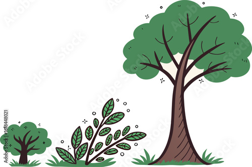 Pollen flying from trees, cartoon illustration