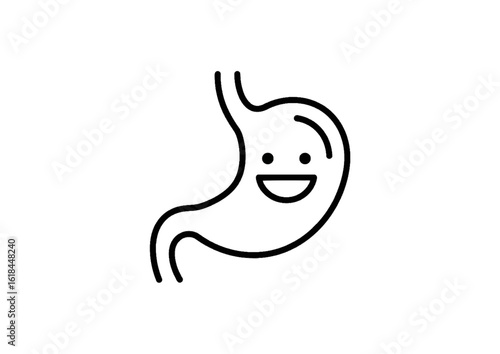 cartoon stomach character with a smiling face 