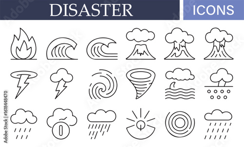Icon set for depicting natural calamities like floods and storms