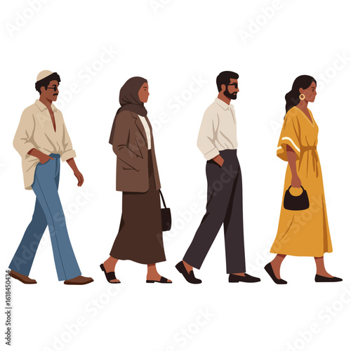 Illustration Vector Graphic of 90s Egypt Cairo Street Style