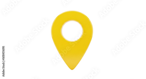 Yellow gps map pin location marker isolated on transparent background