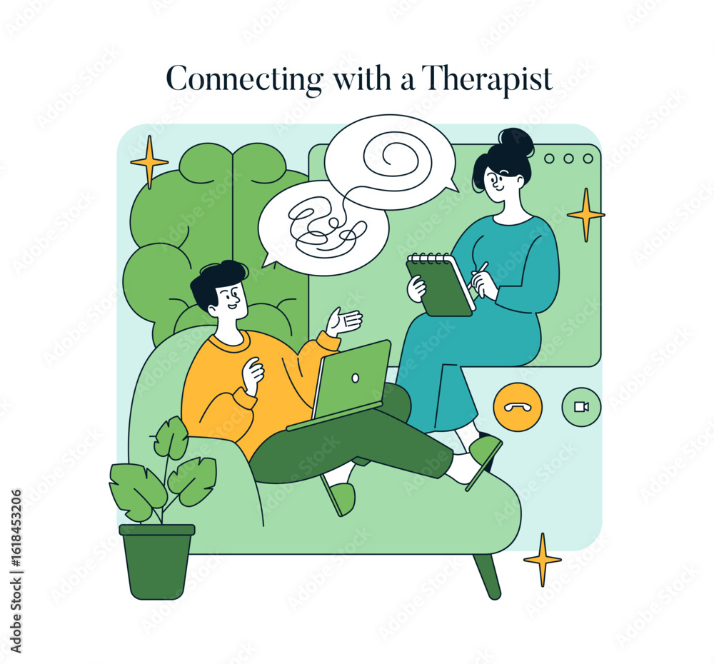 Fototapeta premium Therapy Session Communication Vector Illustration