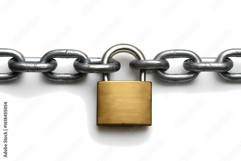 padlock and chain on white padlock and chain on white