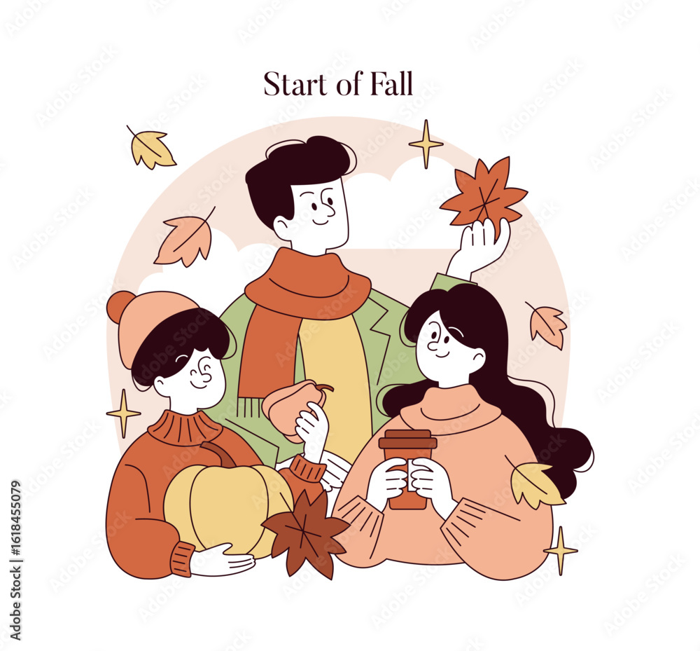 Fototapeta premium Autumn Celebration with Falling Leaves Vector Illustration