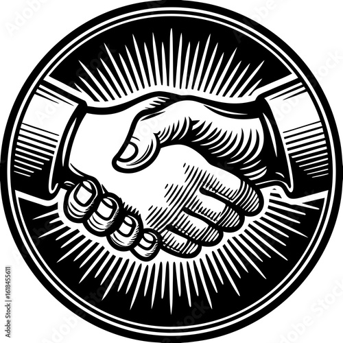 Minimal Handshake Icon Vector Illustration