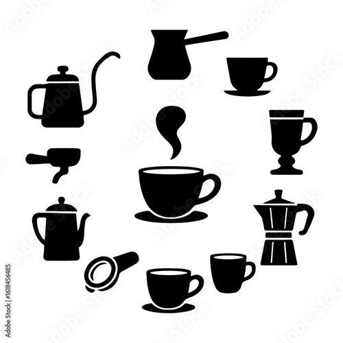 Wallpaper Mural Coffee silhouette vector set design on white background Torontodigital.ca