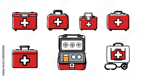 Comprehensive collection of first aid kit icons for emergency medical preparedness and health safety solutions