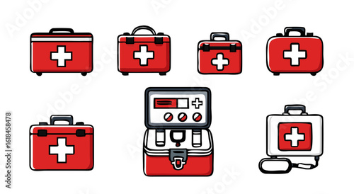Comprehensive collection of first aid kit icons for emergency medical preparedness and health safety solutions
