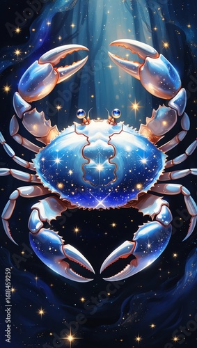 blue crab on black background
