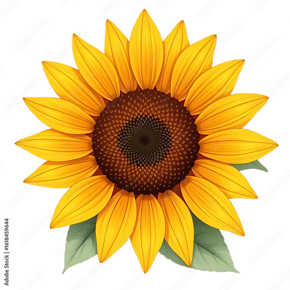 Fototapeta premium Detailed sunflower illustration isolated on a white background. Botanical art representing summer, growth, and natural beauty.