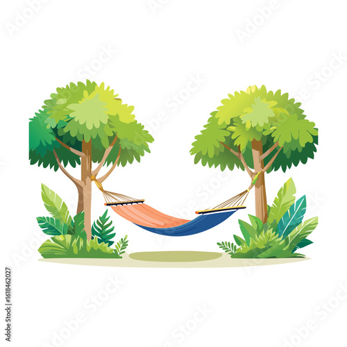 Peaceful Outdoor Relaxation with Hammock and Trees