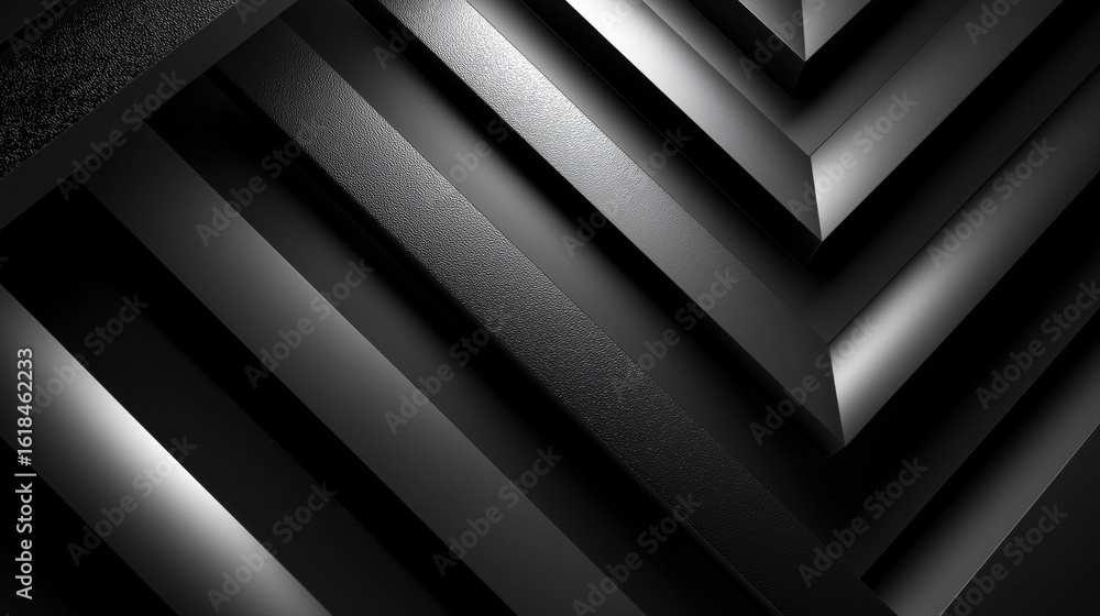 Fototapeta premium Black Geometric Abstract Pattern with Metallic Finish in Modern Style