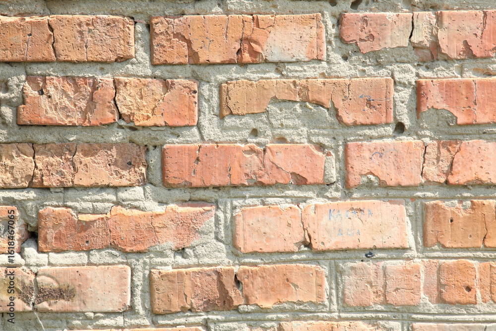Fototapeta premium Red brick wall. Decorative background. Brick texture.
