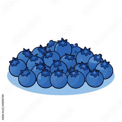 Pile of blue blueberries with a light blue background fruit healthy