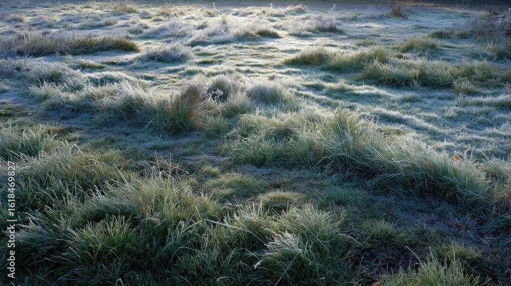 Frosty field of grass in the morning light Frosty field of grass in the morning light
