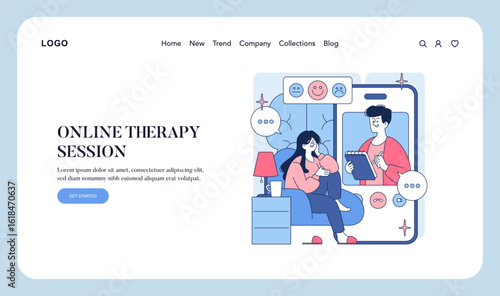 Online Therapy Session Concept in Vector Illustration