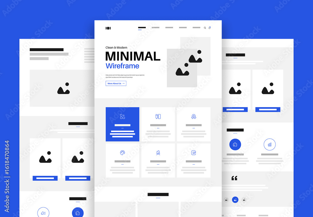 Minimal and Clean Web Wireframe Website UIUX Design Kit Stock Template ...