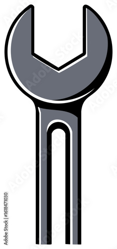 Gray Wrench Tool with Black Outline, a Mechanical Implement for Repair and Maintenance
