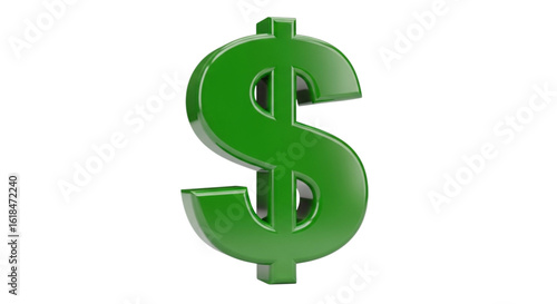 Green dollar sign currency symbol isolated on transparent background