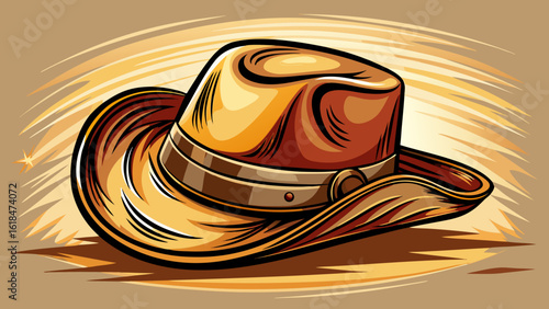 This drawing of a cowboy hat, a symbol of the wild west captures timeless grit and freedom. Semi-realistic details show soft leather curves and sunlit edges with bold, nostalgic charm.
