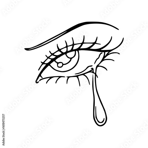 crying eye outline vector