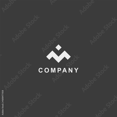 Free Download Abstract logo M design in white on dark grey, ideal for outdoor brands, travel, or environmental organizations. - GFXLoad
