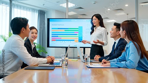 Animated Dashboard in Team Meeting with Live Sales KPIs,Real-Time Sales Dashboard Animation during Office Presentation
