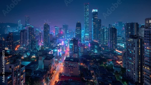 Wallpaper Mural Nightfall Skyline Vibrant Chongqing Cityscape. Torontodigital.ca