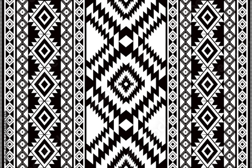 Ancient echoes Aztec geometric seamless patterns southwest Navajo Native American tribal ethnic black and white for textile printing	