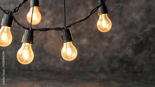 Glowing String Lights Against Dark Background