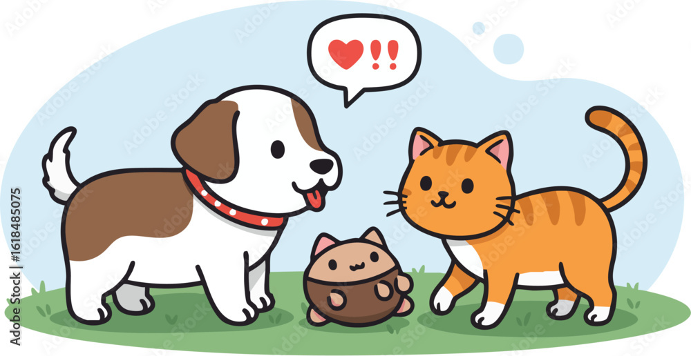 Naklejka premium Cute cartoon pet animal heads vector illustration set